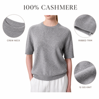 Pull en cachemire à col rond décontracté pour femme, personnalisé avec logo, manches courtes, idéal pour le printemps et le bureau, qualité supérieure, OEM