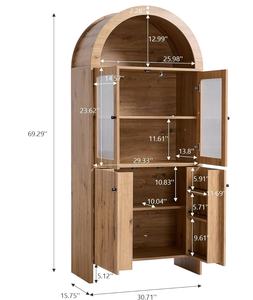 <span class=keywords><strong>Meuble</strong></span> de rangement vintage français 2026 avec armoire à vin, dessus arqué, portes cannelées et vitrine en verre pour <span class=keywords><strong>cuisine</strong></span> et salon - Product Image 2