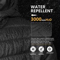 Veste matelassée à capuche noire mate personnalisée, certifiée GOTS GRS, rembourrage recyclé, coupe-vent compact et isolé