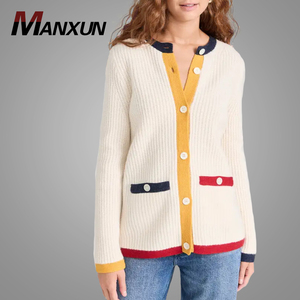 Chandail <span class=keywords><strong>en</strong></span> tricot pour femmes de créateur OEM dernier modèle chemisier tricoté boutonné de couleur claire cardigan à manches longues hauts <span class=keywords><strong>en</strong></span> <span class=keywords><strong>ligne</strong></span> - Product Image 1
