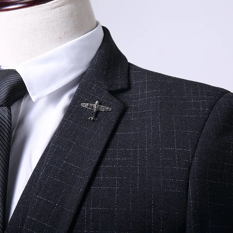Men's wool high quality Suits Blazer Vest Pants 3 pieces Set Formal Wedding Business Men's Suits