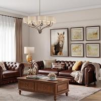 Wohnzimmermöbel Hersteller Retro Braunes Leder Chesterfield Sofa