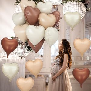Ballons en aluminium de 18 pouces en forme de cœur et d'étoile couleur crème caramel, ballons à l'hélium mats pour la décoration de fête d'anniversaire - Product Image 3