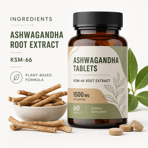 Ashwagandha biologique de haute qualité 1500 mg, comprimés premium KSM-66 antioxydants, sans gluten, végétaliens, pour hommes et femmes - Product Image 2
