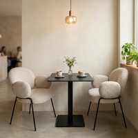 Fauteuil moderne en tissu crème avec base en métal noir, écologique, pour salle à manger et bureau à domicile