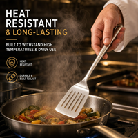 Ensemble d'ustensiles de cuisine en acier inoxydable - Ensemble de 9 ustensiles de cuisine antiadhésifs avec spatule - Meilleurs gadgets et accessoires de cuisine