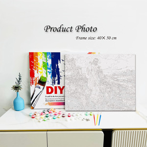 Kit de peinture à l'huile par numéros DIY, style Jésus, peinture par numéros pour adultes, toile à dessiner avec pinceaux - Product Image 2
