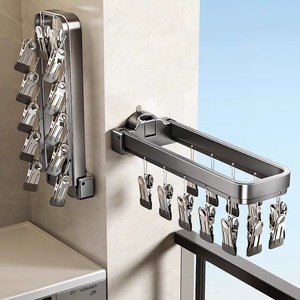 Séchoir à chaussettes mural avec pinces, type fixe rectangulaire, pour balcon et usage domestique - Product Image 1