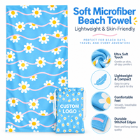 Serviette de plage en microfibre à imprimé floral tropical personnalisé - Sans sable, séchage rapide, portable, absorbante pour adultes et enfants