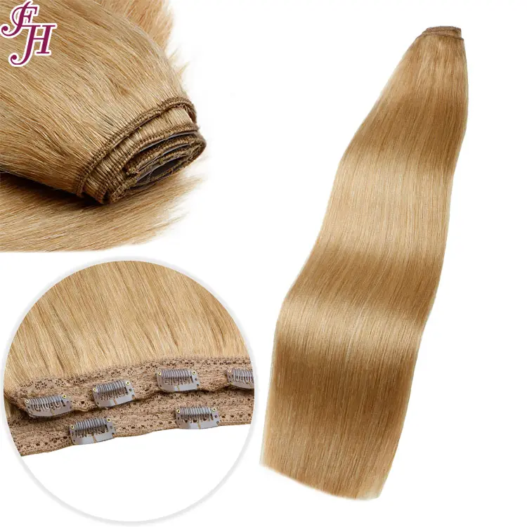 FH Double Drawn Clip in Hair Extensions 22 Inches 220g Double Weft Clip Iin Remy Real Human Hair Extensions