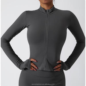 Chaquetas de Yoga de manga larga con agujeros para el pulgar para mujer con sensación desnuda personalizada - Product Image 4