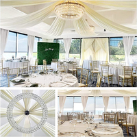 Rideaux de plafond élégants blancs pour mariage, rideaux complets avec support tubulaire, 100% polyester ignifuge occultant pour décorations