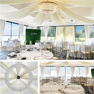 Elegantes cortinas de techo de boda blancas, cortinas completas con fondo de tubería para decoraciones - Product Image 5
