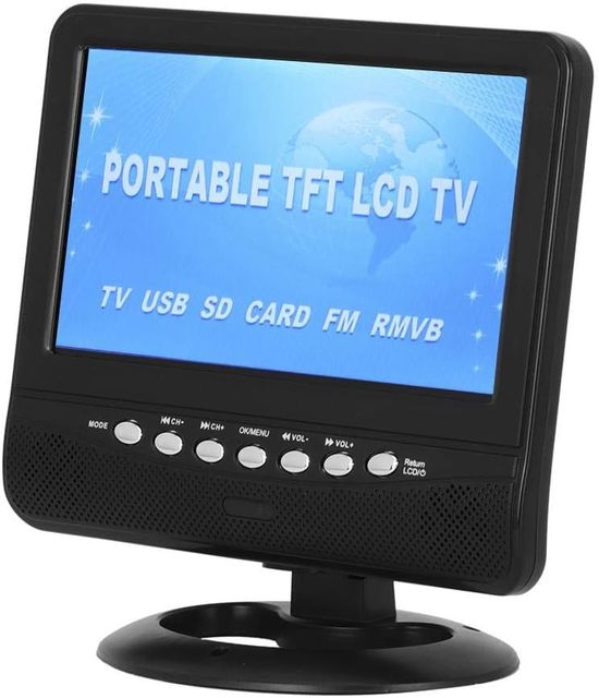 7.5 Inch LED Mini TV Rechargeable Battery Support Digital ATSC DVB-T2 ISDB-T Portable TV