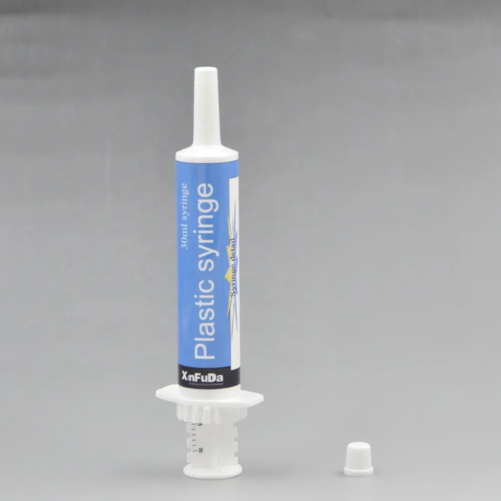 wholesale 30ml empty oral medicine injection 30cc plastic gel syringe with wide tip for horse plaster dose syringe