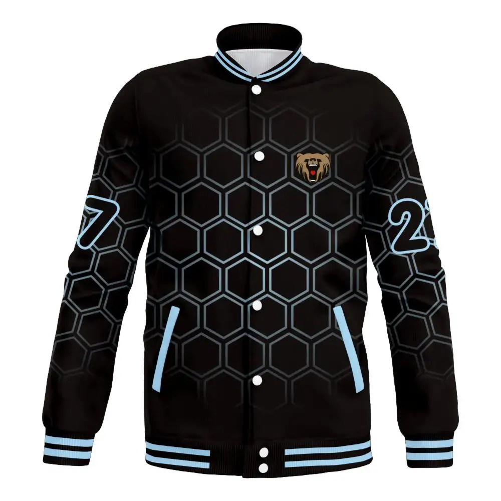 Chaqueta de béisbol personalizada chaqueta de los hombres de diseño de moda sobre sublimación chaqueta de béisbol de estilo callejero