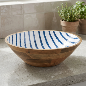 Mango Wood <b>Bowls</b> with Glossy <b>Enamel</b> - Product Image 2