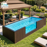 Achetez une piscine préfabriquée sur mesure de grande taille pour patio, avec fenêtre en verre extérieure, en fibre de verre, hors sol, type conteneur maritime de 40 pieds