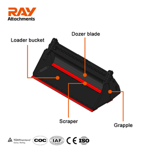 دلو متعدد الاستخدامات 4 في 1 مقاس 60 و66 و72 و84 بوصة مع حافة قطع وتركيب سريع عالمي لملحقات الجرافة الانزلاقية - Product Image 3