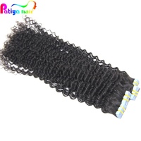 Pita biru Amerika Ins potongan rambut alami Brasil keriting Remy pita Virgin pendek & panjang pita ekstensi rambut manusia