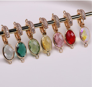 Lunette en laiton plaqué or 18 carats <span class=keywords><strong>connecteur</strong></span> de pierre de naissance ovale <span class=keywords><strong>breloque</strong></span> pour boucles d'oreilles Bracelet collier fabrication de bijoux composants accessoire - Product Image 4