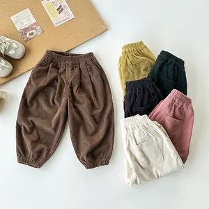 Spring Autumn Toddler Kids Children Boys Girls Casual Corduroy Solid Color Thickened Loose Baby Pants