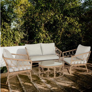 Sofa mebel Taman bagian taman 4 kursi baja luar ruangan Set sesi teras luar ruangan rotan - Product Image 5