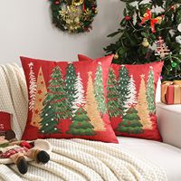 Housse de coussin imprimée feuilles et plantes, thème Noël, pour la décoration de la maison