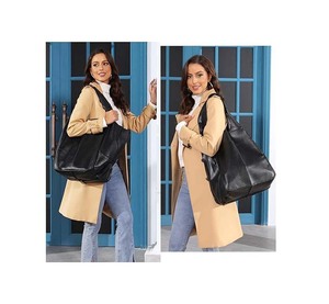 Sac fourre-tout en cuir surdimensionné, grande capacité, sac à main de travail en cuir PU, sac seau et sac à main, grand sac souple pour le voyage et le shopping - Product Image 2