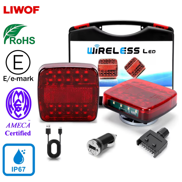New Kevanly Universal LED Wireless Magnetic Trailer Light Kit Energy Efficient Waterproof Truck Trailer Tail Tow Warning Light