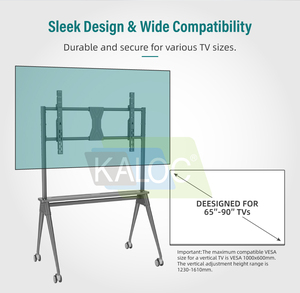 Kaloc as90 TV giỏ hàng cán tầng đứng có thể khóa bánh xe có thể điều chỉnh xe đẩy 55-86 inch bảng tương tác TV hiển thị đứng - Product Image 5
