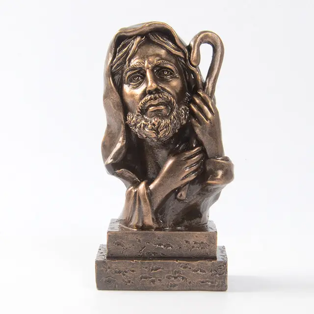 Atacado resina religiosa estatueta abençoada bronze mini estátua jesus cristo para decoração de casa