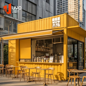 ร้านกาแฟกลางแจ้งโครงสร้างเหล็กสำเร็จรูปคุณภาพสูง ดีไซน์ตู้คอนเทนเนอร์ดัดแปลงสำหรับขายส่ง เหมาะสำหรับร้านกาแฟ - Product Image 3