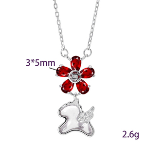Collar con 9 delicados signos del zodiaco de cristal blanco, plata de ley 925, piedra natural tallada en forma de pera de 3*5 mm, joyería floral para mujer - Product Image 6