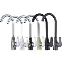 Robinet de cuisine monocommande moderne en ABS, avec tuyau flexible rotatif et motif jade, pour eau chaude et froide