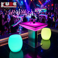 Table LED rectangulaire étanche, table lumineuse à changement de couleur en plastique PE pour KTV, club, restaurant, événement, salon