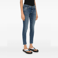 Jeans skinny taille basse foncés déchirés pour femme, en denim écoresponsable Spandex/Coton, livraison rapide directe usine