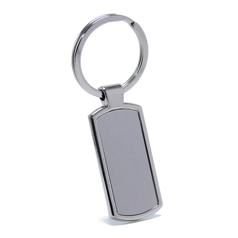 Porte-clés en alliage de Zinc vierge, 50 pièces, porte-clés Rectangle rond, bon marché, bricolage, Promotion, clés, cadeaux promotionnels, blanc, métal