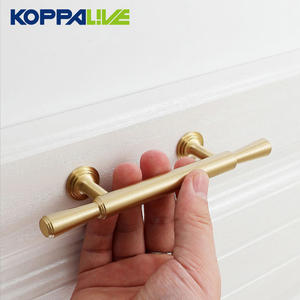 มือจับตู้แบบ T-Bar ทำจากทองเหลืองแท้ Koppalive สไตล์โมเดิร์นวินเทจ ขัดเงาอย่างหรูหรา สำหรับตู้เสื้อผ้า ลิ้นชัก ประตู มีหลายขนาด - Product Image 2