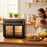 Mini-four électrique double en acier 25L avec friteuse à air 12L/24L/16L/15L, grille-pain et rôtissoire vapeur pour camping-car