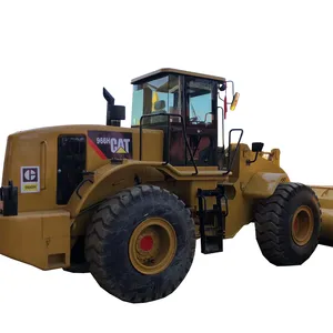 Gato 966h carregador de construção usada, escavador de máquinas de construção, cab, máquina amarela da roda