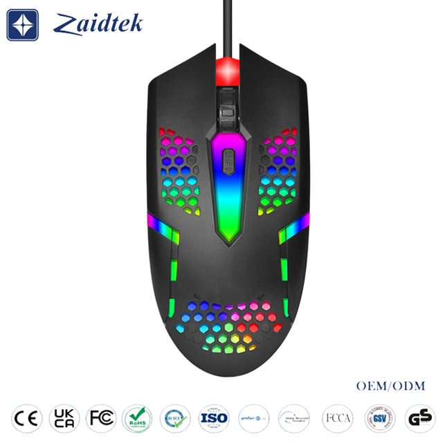 Wired Gaming Mouse Colorful Hollow Design with Wear-resistant Smooth Finish for Right-handed Mobile Game Play