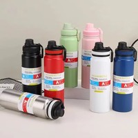 Botol Termos Olahraga Terisolasi Kapasitas Besar Cangkir Air Stainless Steel untuk Perjalanan, Flask Vakum Dinding Ganda, Mug Termal