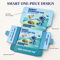 Boîte cadeau Robot Adventure Team, boîte d'expédition en carton bleu personnalisée pour enfants, blocs et engrenages, vente en gros