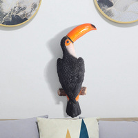 Statue en résine de toucan sur branche, style européen, décoration murale intérieure