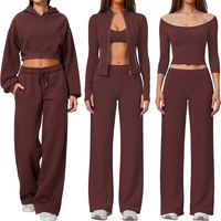 Ensemble de survêtement pour femme, collection automne, sweat à capuche, pantalon de jogging, veste, pantalon large, vêtements de yoga, pilates, gym, studio, logo personnalisé