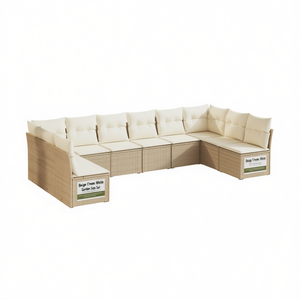Juego de Sofás de Jardín Color Beige Crema, Muebles de Ratán para Exteriores Resistentes a la Intemperie, Diseño Contemporáneo para 6 Personas - Product Image 1