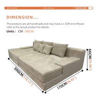 Hochwertiges Luxus-Sofa-Set mit Minimalistischem Design, L-förmig, Modular, Zweisitzer, Hochdichte Cord-Polsterung, Umweltfreundlich, Verstellbar, Massiv