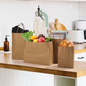 Custom Printed Kraft Paper <b>Bag</b> Recyclable Eco-Friendly Shopping Classic Style Handle <b>Bread</b> Cakes Clothing Gifts Food Takeout - Product Image 3