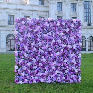 2022 Nieuwe Stijl Kunstmatige Hydrangea Rose Paarse Zijde Bloem Muur Achtergrond Voor Decoratie